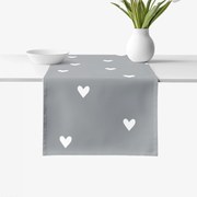 Goldea behúň na stôl 100% bavlnené plátno - srdiečka na sivom 20x120 cm