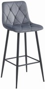 AKCIA Tmavosivá barová stolička NADO VELVET s čiernymi nohami II. akosť