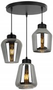 Závesné svietidlo Rijeka 3, 3x grafitové sklenené tienidlo, o