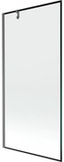 Mexen Next, 1-krídlová vaňová zástena 90 x 150 cm, 6mm číre sklo - čierny vzor, brúsená grafitová, 895-090-000-00-70-66
