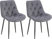 Set 2 jedálenských stoličiek Wallace - zamat - tmavošedá