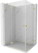Mexen Lunar Duo, výklopný sprchový kút 75 x 70 cm, 8mm číre sklo, zlatý matný profil, 834-075L-070P-55-00