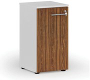 Nízka kancelárska skriňa s dverami PRIMO WHITE, 400 x 420 x 740 mm, biela/orech