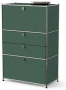 Kovová komoda »CN3« s 2 výklopnými priečinkami a 2 zásuvkami, olivovo zelená