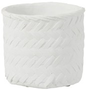 Biely cementový kvetináč s imitáciou bambusového výpletu L - Ø 20*17,5 cm
