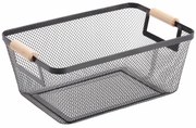 BISK Erga Plain, drôtený košík na kozmetiku 335x228x130 mm, čierna matná-hnedá, ERG-08565