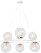 Závesné svietidlo Paris, 6x číre sklenené tienidlo, W/G, O