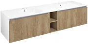 Sapho Sapho, LOREA skrinka s dvojumývadlom 161x46x51,5cm (70+20+70cm), dub alabama/biela matná, LE070-2231-09