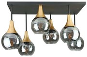 Prisadený luster SOMA 6xE27/60W/230V čierna/zlatá/dymová čierna