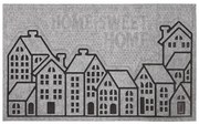 Rohožka Domky sivá, 45 x 75 cm