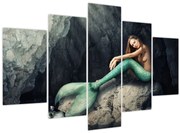 Obraz - Morská panna na skale (150x105 cm)