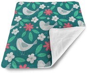 Sablio Deka pre bábätko Červené kvietie s vtáčikmi - 80x100 cm