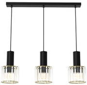 Závesné svietidlo Cristal, 3x transparentné krištáľové tienidlo, b/g