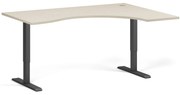 Ergonomický výškovo nastaviteľný stôl, 160x120 cm, 2 motory, L/P, čierna podnož, breza