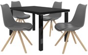 Jedálenský set 1 + 4 Belini čierny / popol Amareto AMA/0/ZES/B/4G