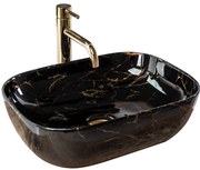 Rea Belinda Marble, umývadlo na dosku 47x34 cm, čierna lesklá-vzor Marble, REA-U8907