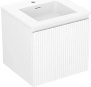 Mexen Rivel, kúpeľňová skrinka 50 cm s umývadlom Otis, 1 zásuvka, drážkovaná, biela matná, 91A20-05047-1-BF01-W18M01