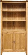 Široká dubová knižnica s dvierkami, 100x40x200 cm