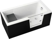 Vaňa s dvierkami Polimat AVO 140x70 s čiernym čelným krycím panelom + vaňový sifón automat s prepadom VABPS-ZU 70