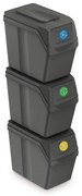 Set košov na triedený odpad, 3 x 20 l, sivá