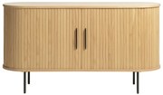 Nízka komoda v dekore duba s posuvnými dverami v prírodnej farbe 140x76 cm Nola – Unique Furniture