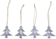Šedé kovové vianočné stromčeky s číslami 1-4 na sviečky - 5*6cm
