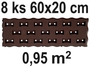 PROSPERPLAST Záhonový chodník 60x20cm, 8ks, hnedý