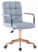 LuxuryForm DESIGN Stolička VERONA na zlatej podstave s kolieskami - šedá