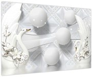 Obraz - Zlatá labuť na vode (90x60 cm)