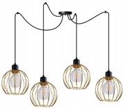 Závesné svietidlo Toronto Spider, 4x zlaté drôtené tienidlo, (výber z 2 farieb konštrukcie)