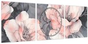 Obraz - Séria kvetov (s hodinami) (90x30 cm)