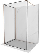 Mexen Kioto, 2-stenová sprchová zástena Walk-In 100 x 70 cm, 8mm číre sklo čierny vzor, medený matný profil, 800-100-212-65-70-070