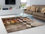 Koberec Belis 80x150 cm, béžový s farebnými kosoštvorcami%