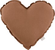 Ľanový vankúš srdce čokoládová 44cm