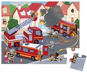 Janod Puzzle v kufríku 24ks: Požiarnici