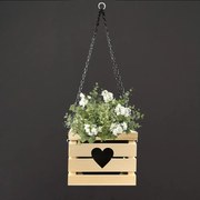 AMADEA Drevený závesný obal s kvetináčom so srdcom, 27x27x21 cm, český výrobok