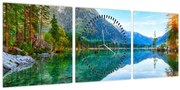 Obraz - Jazero Hintersee (s hodinami) (90x30 cm)