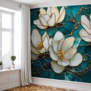 Fototapeta - Vitráž s Magnóliou (147x102 cm)