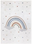 Koberec BONO 724 dúha / srdcia, krémový / svetlosivý