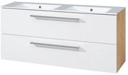 Mereo Mereo, Bino, kúpeľňová skrinka s keramickým umývadlom 121 cm, biela, dub, MER-CN673