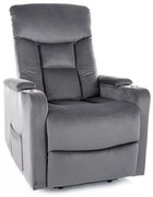 Polohovacie kreslo Berville Velvet, sivá