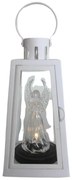 Biely LED kahanec na hrob s anjelom 20cm