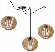 Závesné svietidlo Timber Spider 2, 3x drevené tienidlo