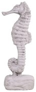 Šedá cementová dekorácia morský koník na podstavci - 8*6*17 cm