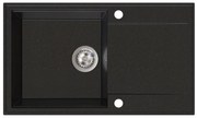 Sink Quality Sink55, kuchynský granitový drez 780x460x215 mm + chrómový sifón, čierna so zlatými bodmi, SKQ-SINK.L.1KDOL.X