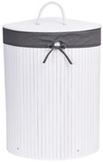 Rohový kôš na bielizeň 60 l bambusový biely / sivý