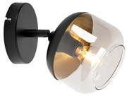 Dizajnové bodové svetlo čierne so zlatom a dymovým sklom - Kyan