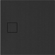 Cersanit Tako Slim, štvorcová akrylátová sprchová vanička 80x80x4 cm + čierny sifón, čierna, S932-165