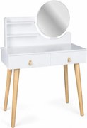 Toaletný stolík SCANDI 3 so zrkadlom biely / naturálny