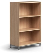 Knižnica QBUS, 2 police, na nožičkách, 1252x800x400 mm, strieborná, dub